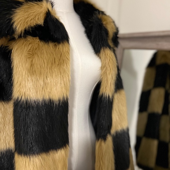 Stand Studio Nani Check Faux Fur Jacket - EU 40 - US 12-14 - Picture 5 of 6